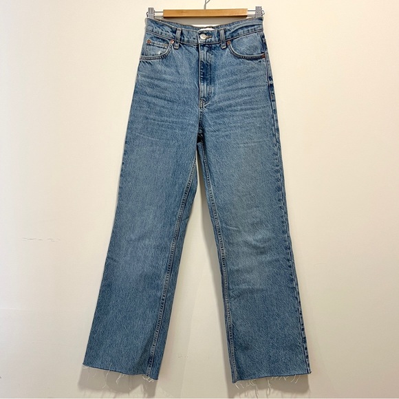 Zara High Waist Wide Leg Lt Denim Sz:2 - Picture 6 of 10